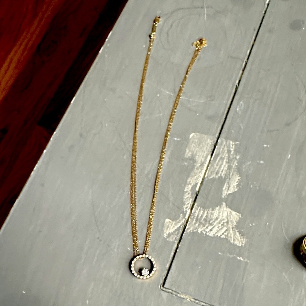 Gold Necklace with Circle Pendant